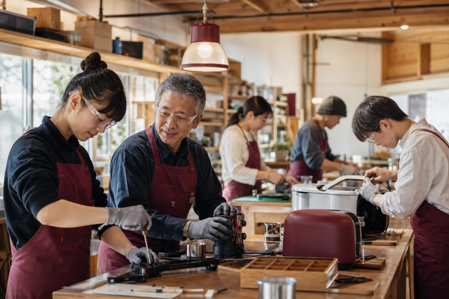 修理と再生を行う工房で安全に働く多世代のチーム