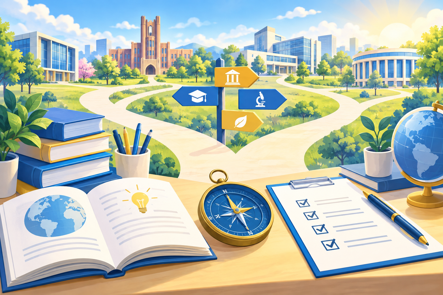 大学選びと学びの進路を表すイメージ